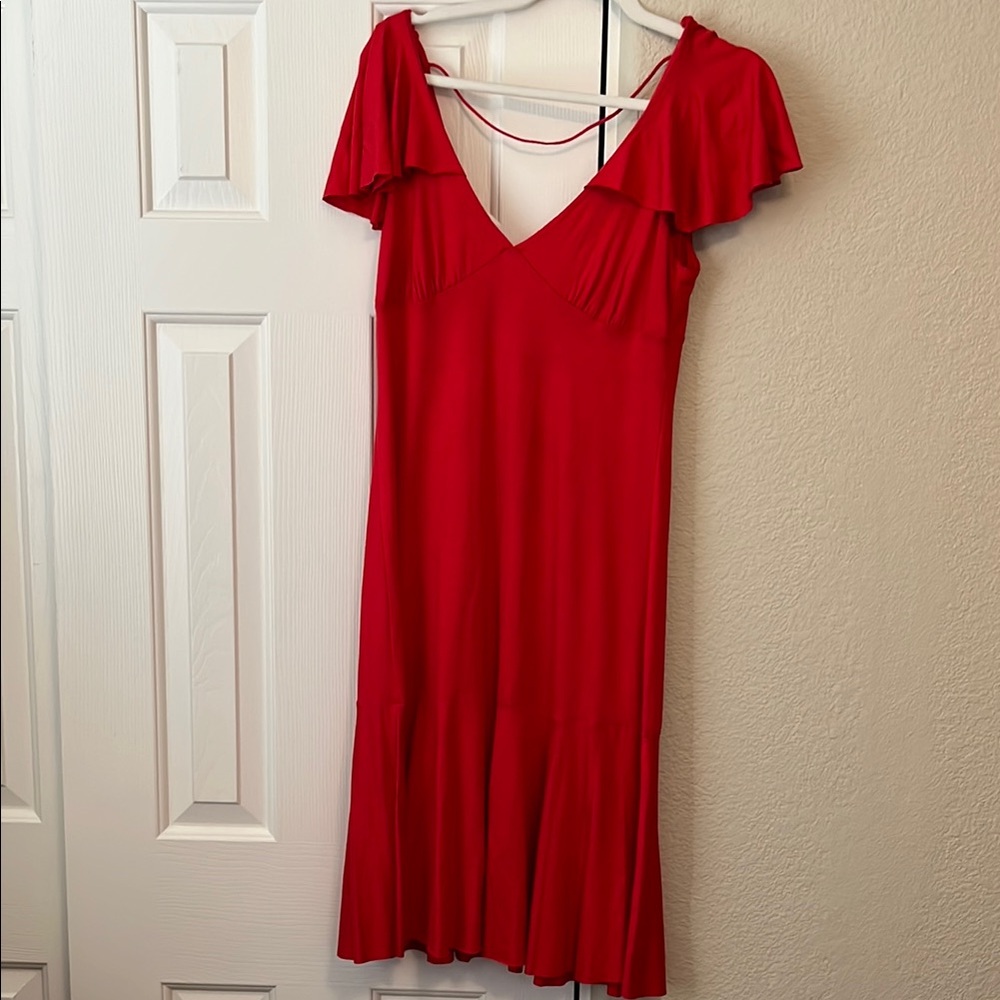 A/X Armani Exchange Red Flutter Sleeve Midi Sundress